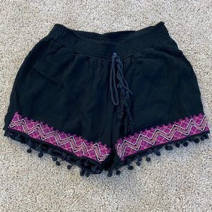 black frilly shorts